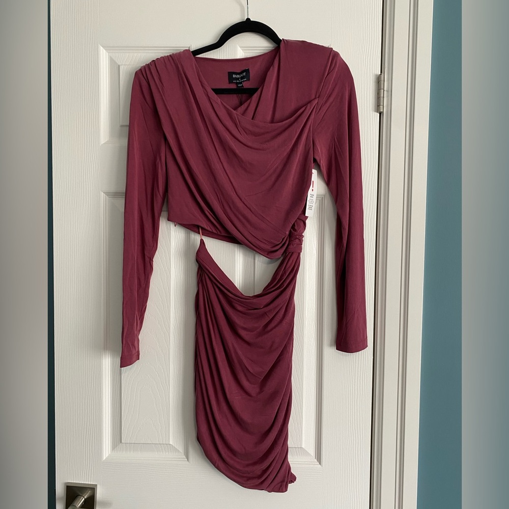 Bardot Rosa Ruched Mini Dress – Burgundy – Size M (AU 10 / US 6) – NWT